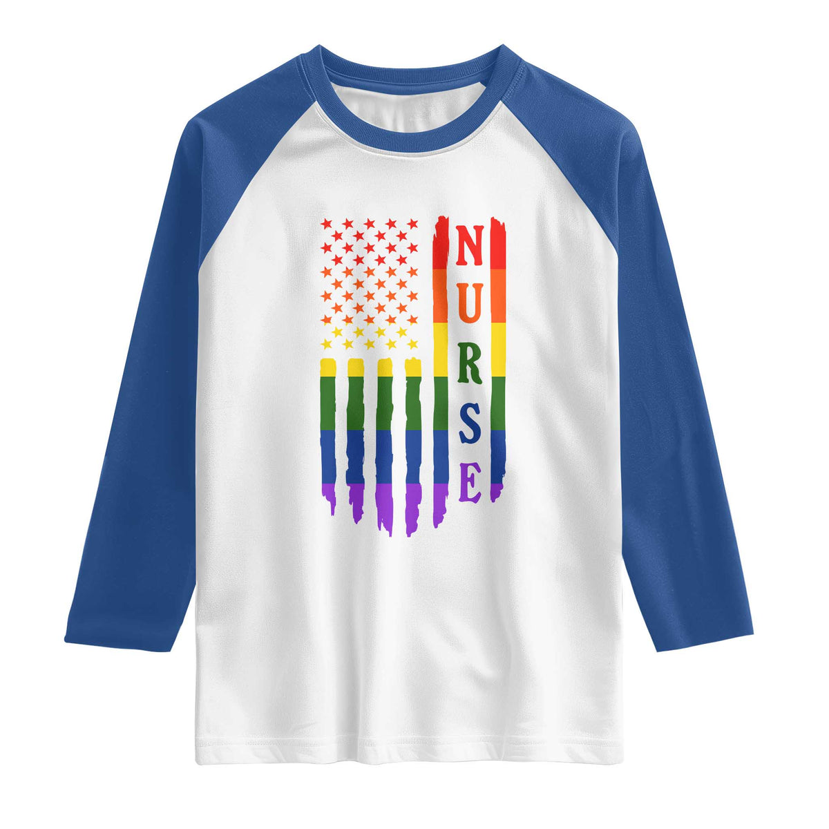 Rainbow RN Ally Pride Month Raglan Shirt LGBTQ Healthcare Worker