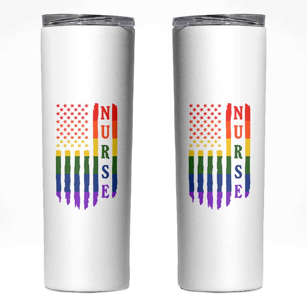Rainbow RN Ally Pride Month Skinny Tumbler LGBTQ Healthcare Worker