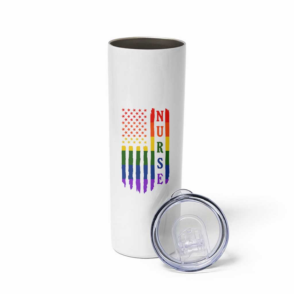 Rainbow RN Ally Pride Month Skinny Tumbler LGBTQ Healthcare Worker
