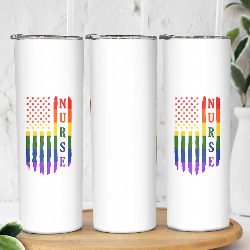 Rainbow RN Ally Pride Month Skinny Tumbler LGBTQ Healthcare Worker