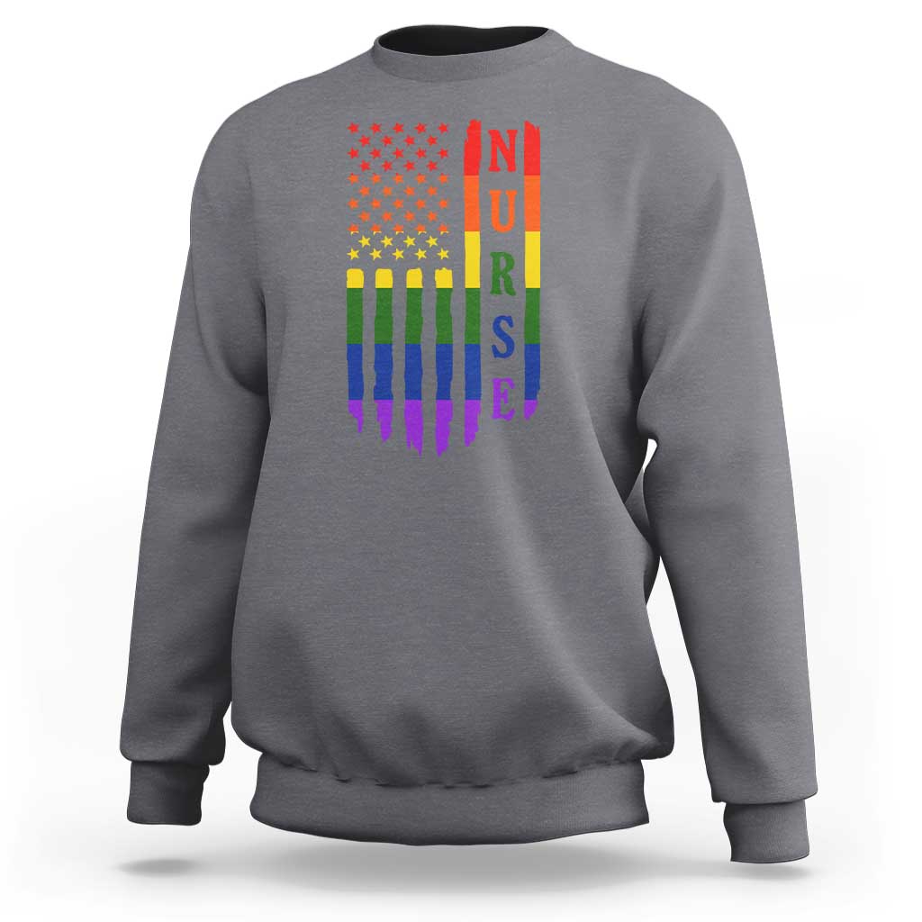 Rainbow RN Ally Pride Month Sweatshirt LGBTQ Healthcare Worker