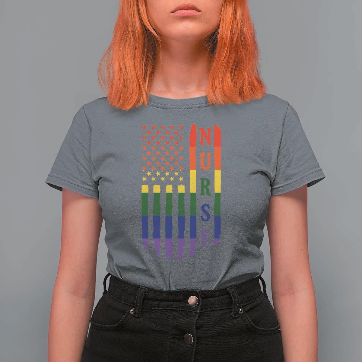 Rainbow RN Ally Pride Month T Shirt For Women LGBTQ Healthcare Worker
