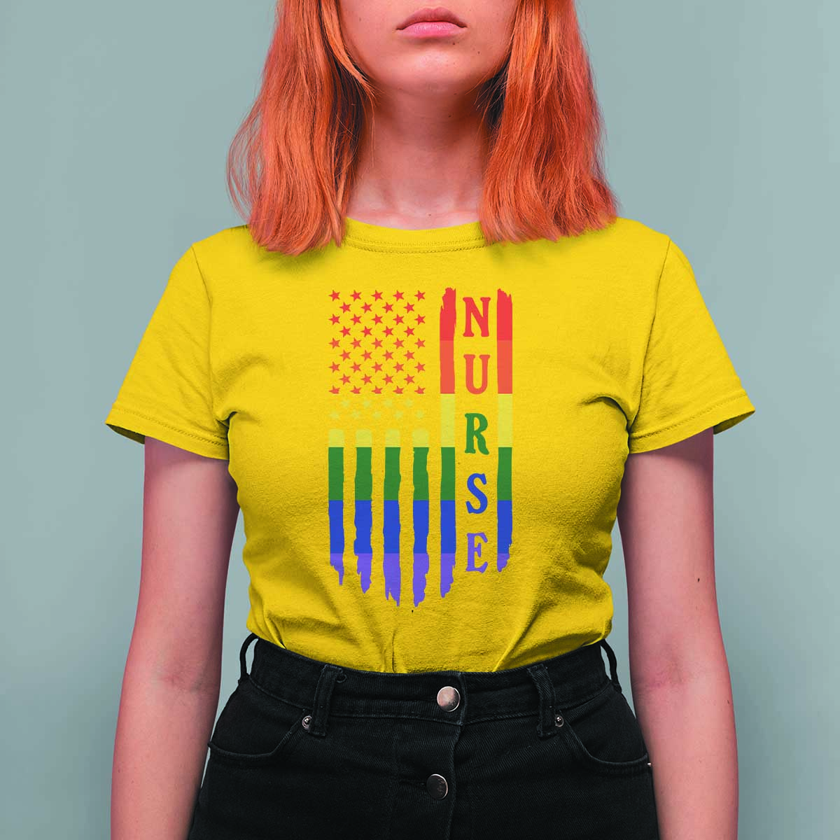 Rainbow RN Ally Pride Month T Shirt For Women LGBTQ Healthcare Worker