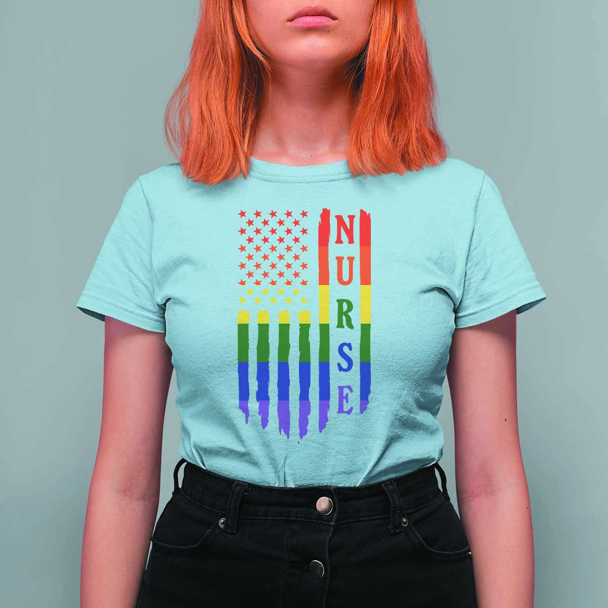 Rainbow RN Ally Pride Month T Shirt For Women LGBTQ Healthcare Worker