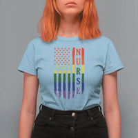 Rainbow RN Ally Pride Month T Shirt For Women LGBTQ Healthcare Worker