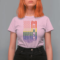 Rainbow RN Ally Pride Month T Shirt For Women LGBTQ Healthcare Worker