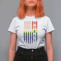 Rainbow RN Ally Pride Month T Shirt For Women LGBTQ Healthcare Worker