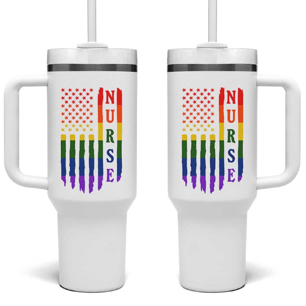 Rainbow RN Ally Pride Month Tumbler With Handle LGBTQ Healthcare Worker