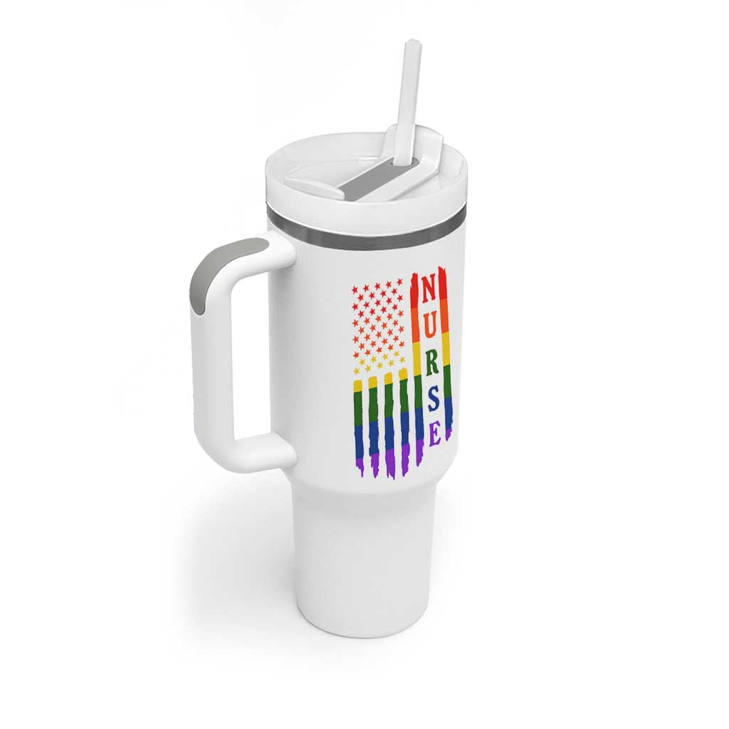 Rainbow RN Ally Pride Month Tumbler With Handle LGBTQ Healthcare Worker
