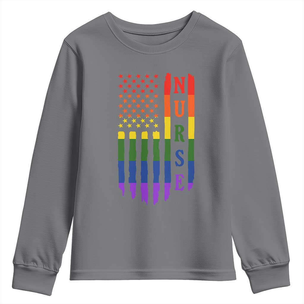 Rainbow RN Ally Pride Month Youth Sweatshirt LGBTQ Healthcare Worker