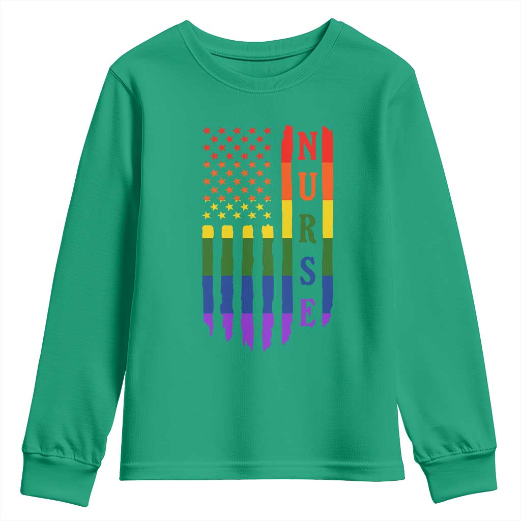 Rainbow RN Ally Pride Month Youth Sweatshirt LGBTQ Healthcare Worker
