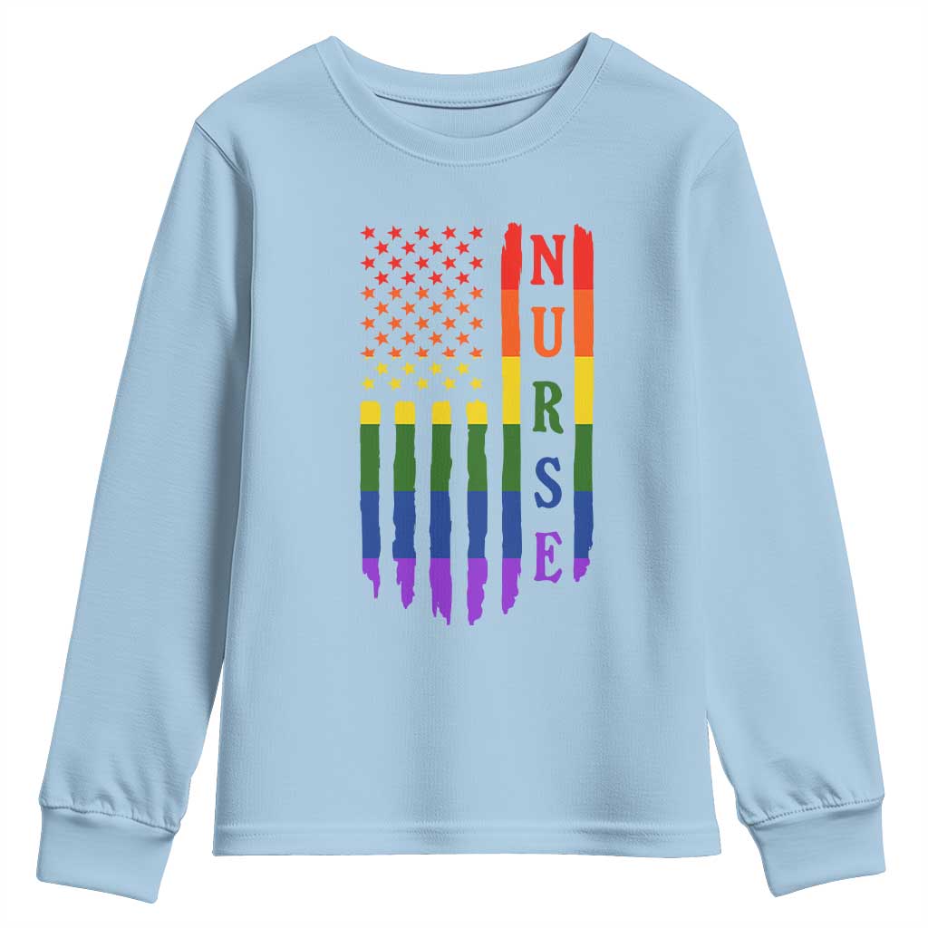 Rainbow RN Ally Pride Month Youth Sweatshirt LGBTQ Healthcare Worker