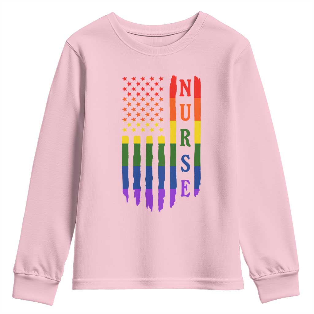 Rainbow RN Ally Pride Month Youth Sweatshirt LGBTQ Healthcare Worker