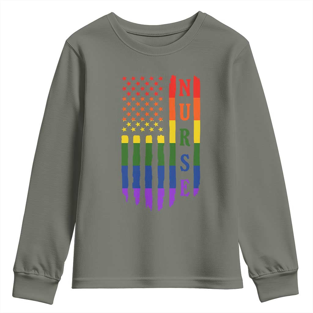 Rainbow RN Ally Pride Month Youth Sweatshirt LGBTQ Healthcare Worker