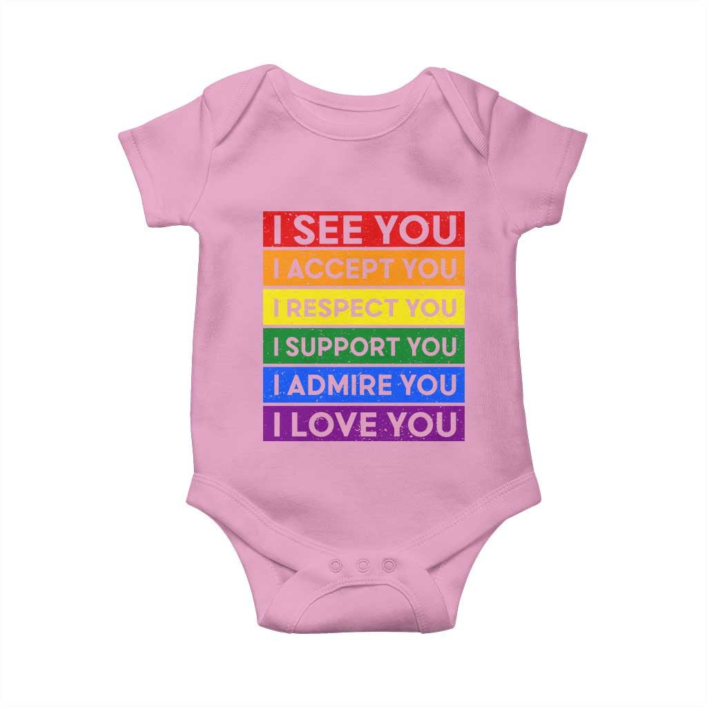 I See Accept Respect Support Admire Love You Baby Onesie LGBT Ally Pride Graphic