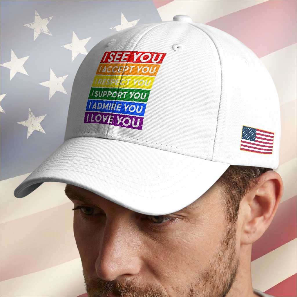 I See Accept Respect Support Admire Love You Baseball Cap LGBT Ally Pride Graphic