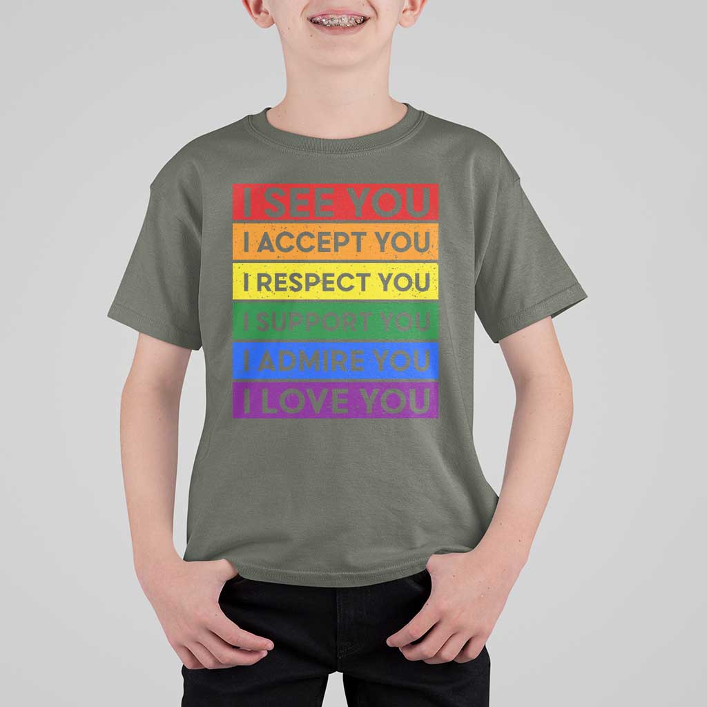 I See Accept Respect Support Admire Love You T Shirt For Kid LGBT Ally Pride Graphic
