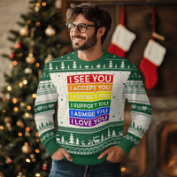 I See Accept Respect Support Admire Love You Ugly Christmas Sweater LGBT Ally Pride Graphic