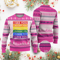 I See Accept Respect Support Admire Love You Ugly Christmas Sweater LGBT Ally Pride Graphic