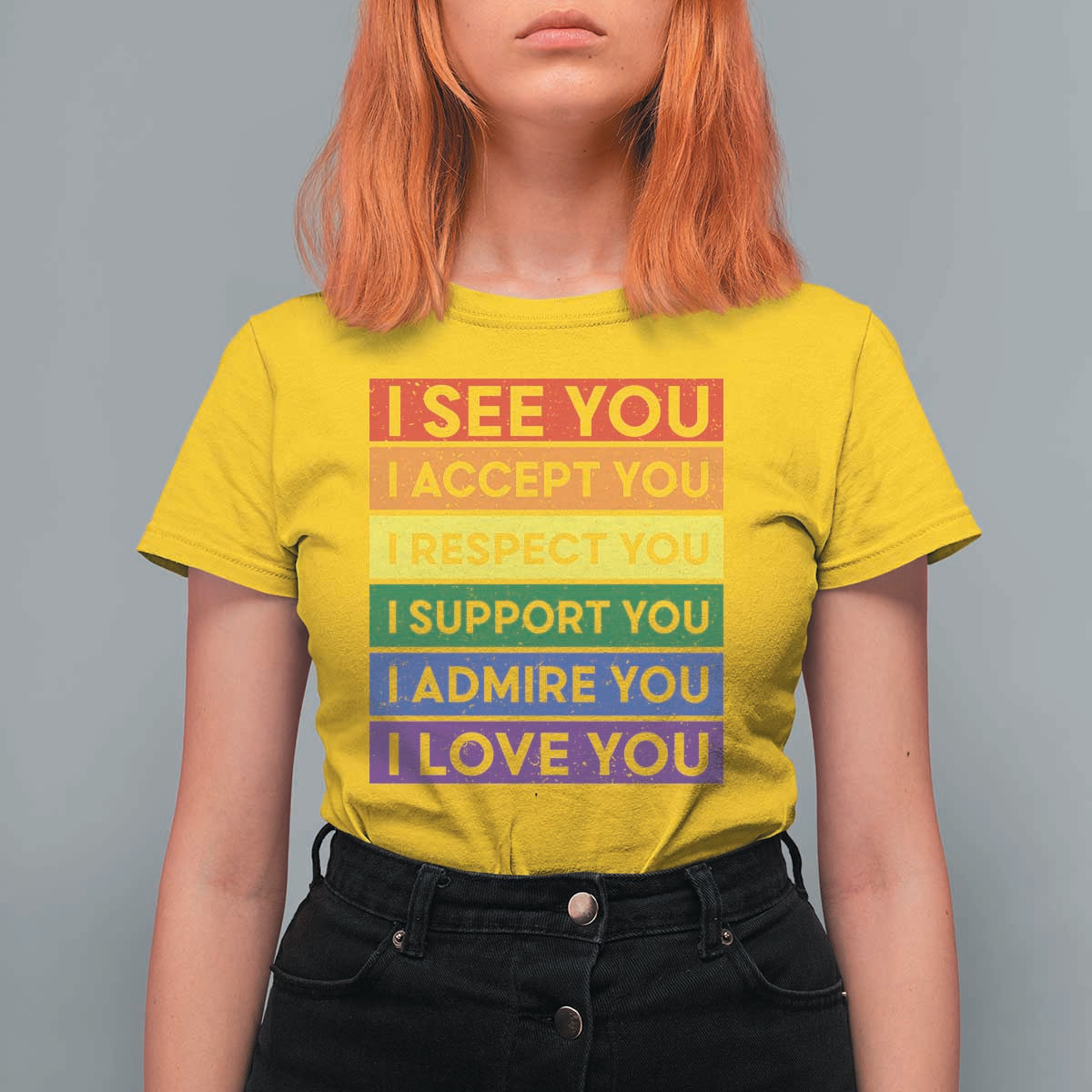 I See Accept Respect Support Admire Love You T Shirt For Women LGBT Ally Pride Graphic