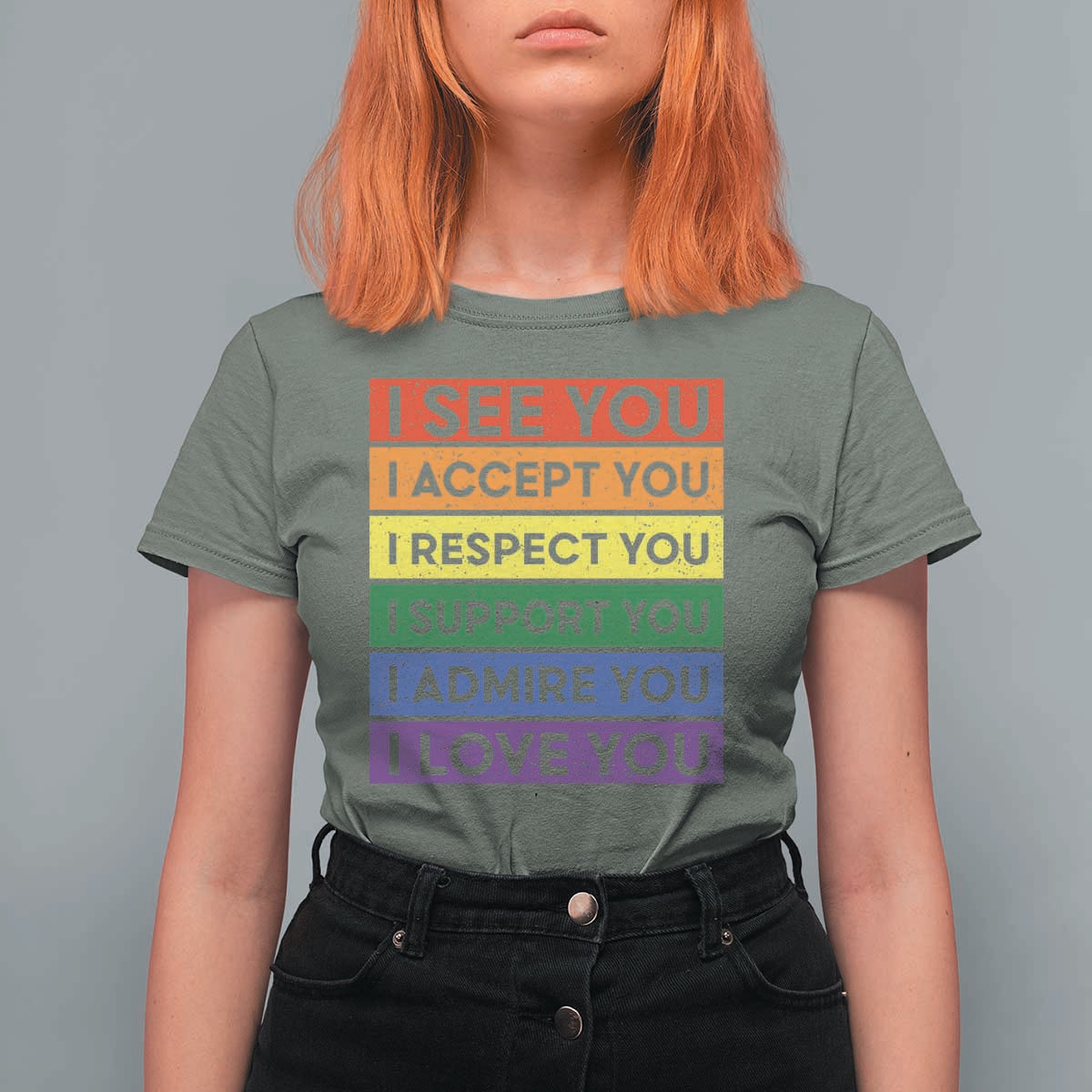 I See Accept Respect Support Admire Love You T Shirt For Women LGBT Ally Pride Graphic