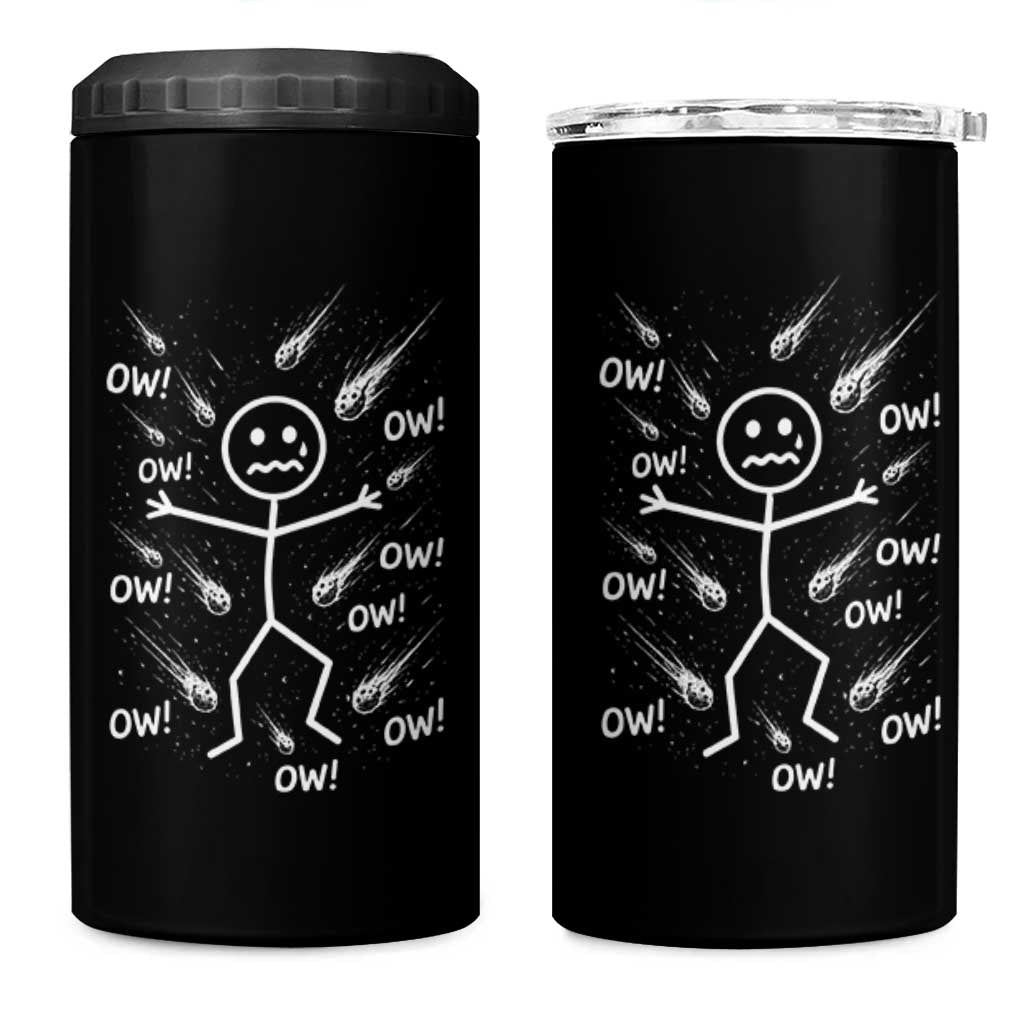 Funny Stick Figure Meteor Shower 4 in 1 Can Cooler Tumbler Cosmic Joke
