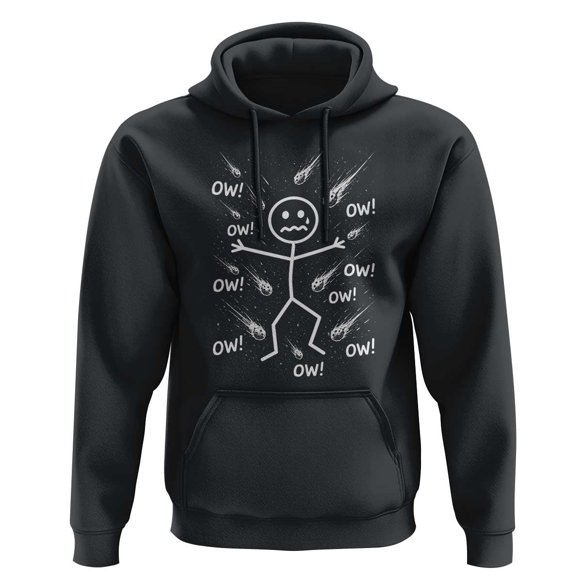 Funny Stick Figure Meteor Shower Hoodie Cosmic Joke