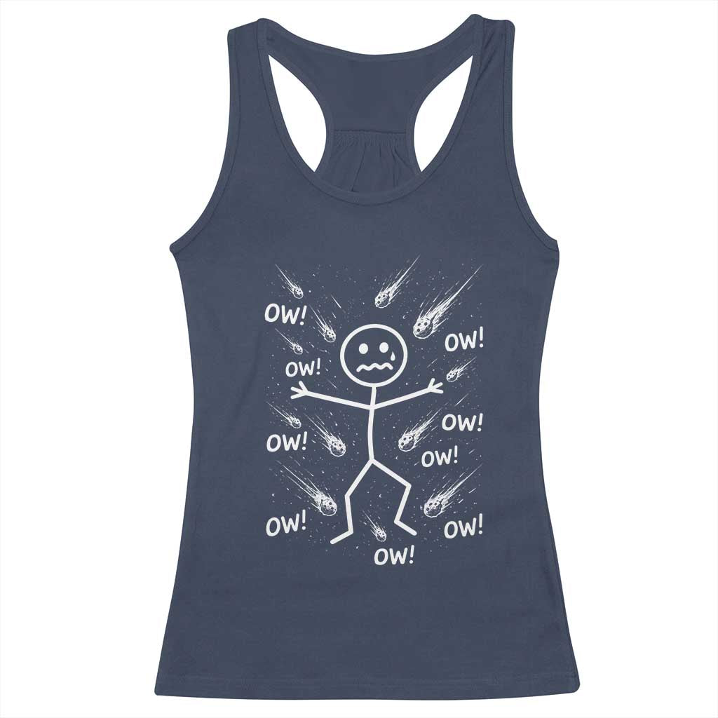 Funny Stick Figure Meteor Shower Racerback Tank Top Cosmic Joke