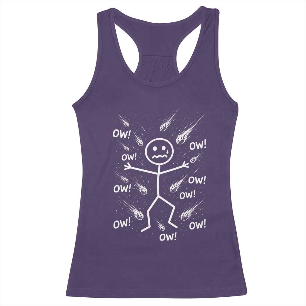 Funny Stick Figure Meteor Shower Racerback Tank Top Cosmic Joke