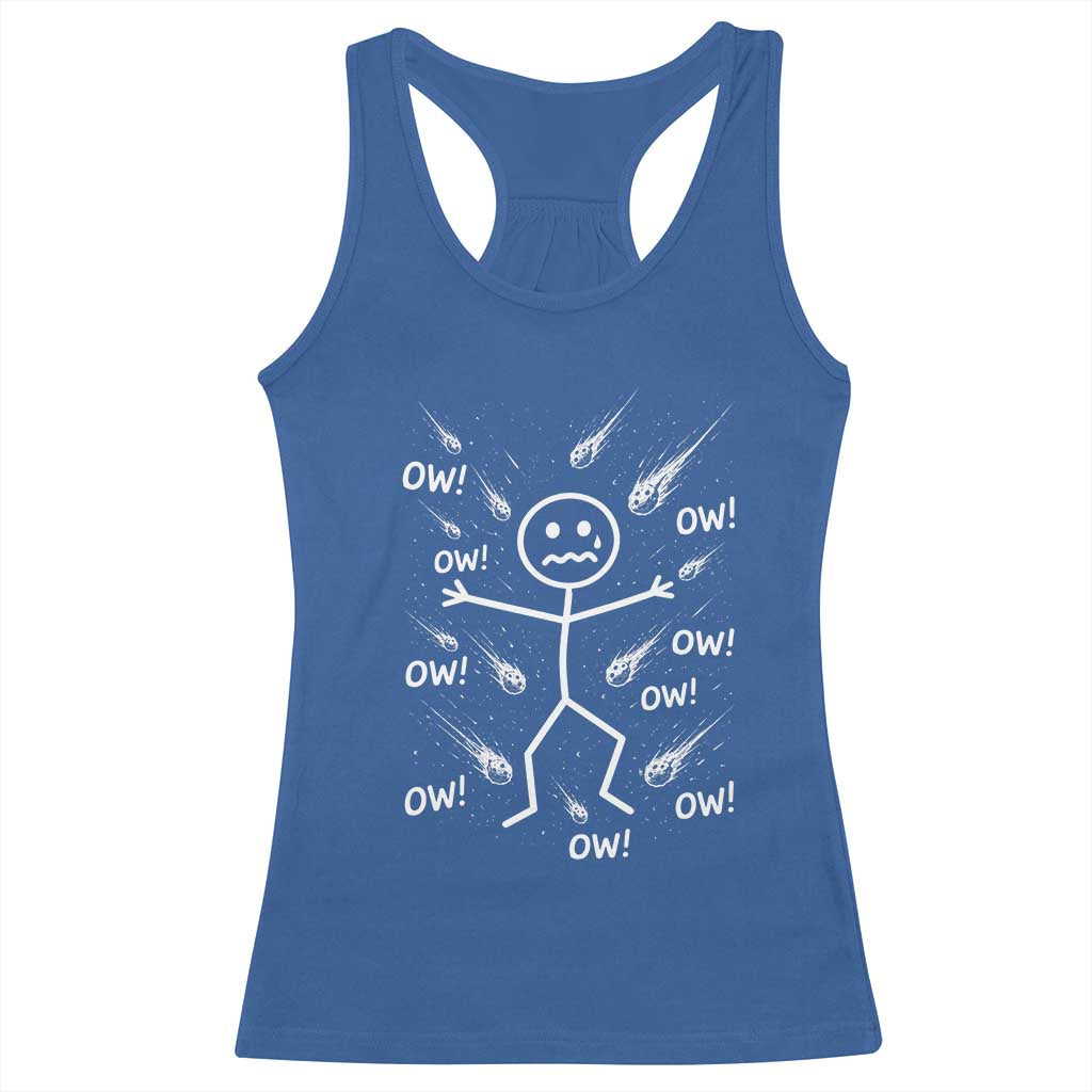 Funny Stick Figure Meteor Shower Racerback Tank Top Cosmic Joke