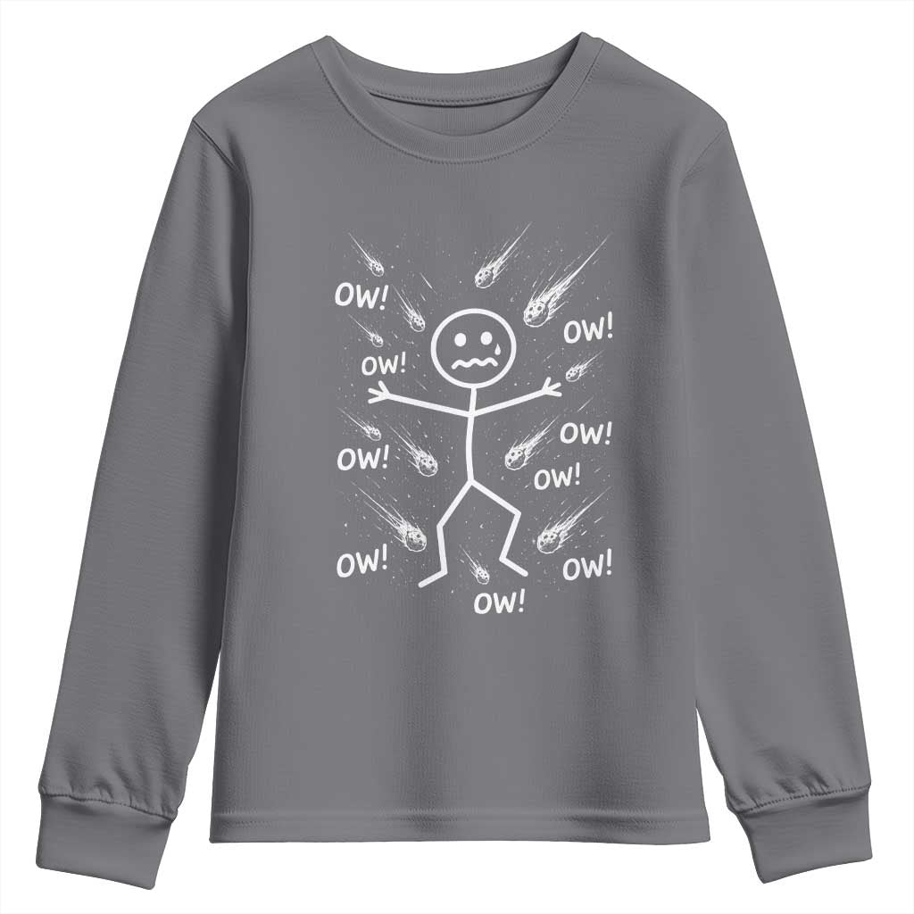 Funny Stick Figure Meteor Shower Youth Sweatshirt Cosmic Joke