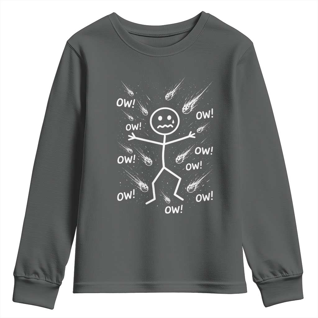 Funny Stick Figure Meteor Shower Youth Sweatshirt Cosmic Joke
