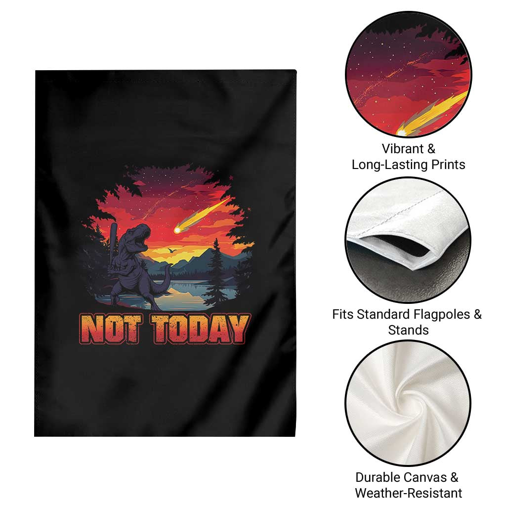 Funny Dinosaur Baseball Meteorite Garden Flag Not Today