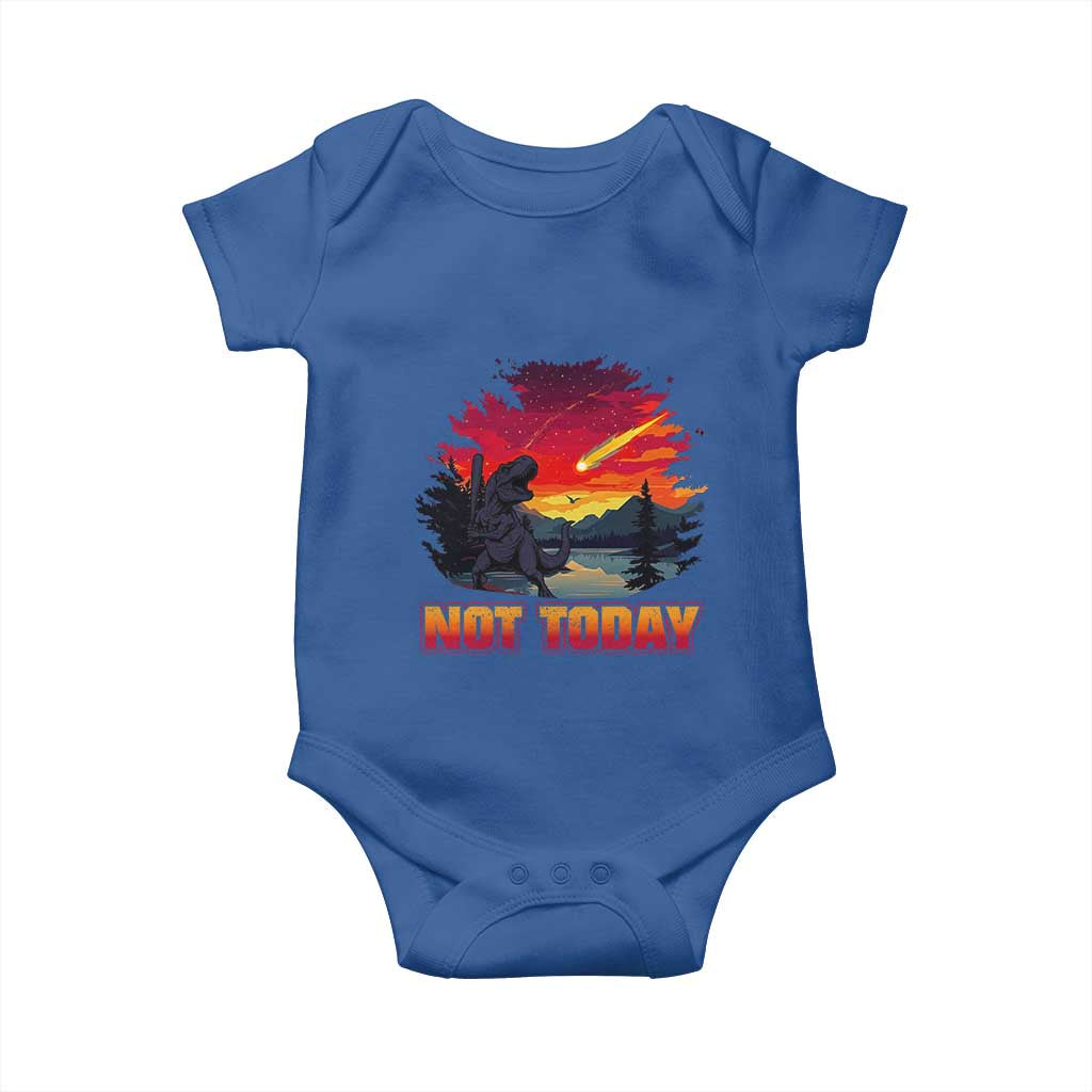 Funny Dinosaur Baseball Meteorite Baby Onesie Not Today