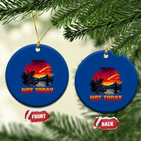 Funny Dinosaur Baseball Meteorite Ceramic Ornament Not Today