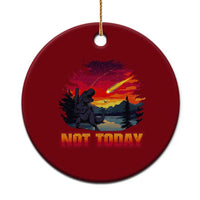 Funny Dinosaur Baseball Meteorite Ceramic Ornament Not Today