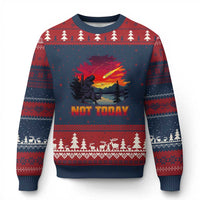 Funny Dinosaur Baseball Meteorite Ugly Christmas Sweater Not Today
