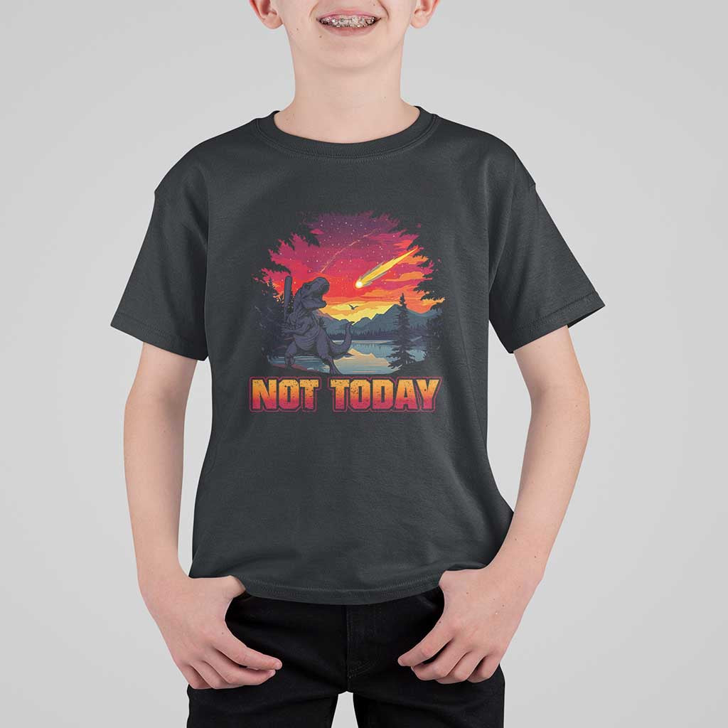 Funny Dinosaur Baseball Meteorite T Shirt For Kid Not Today