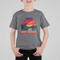 Funny Dinosaur Baseball Meteorite T Shirt For Kid Not Today