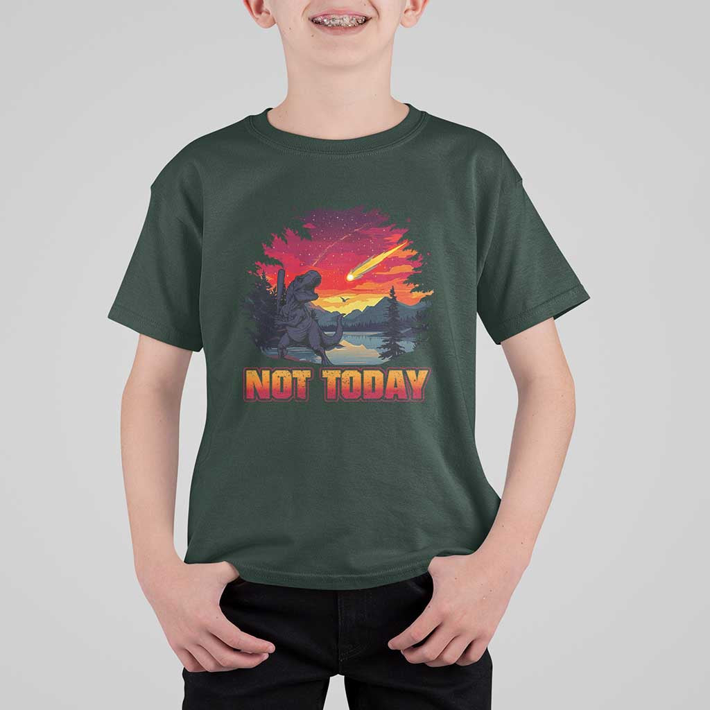 Funny Dinosaur Baseball Meteorite T Shirt For Kid Not Today