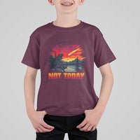 Funny Dinosaur Baseball Meteorite T Shirt For Kid Not Today