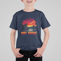 Funny Dinosaur Baseball Meteorite T Shirt For Kid Not Today