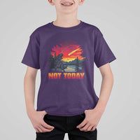 Funny Dinosaur Baseball Meteorite T Shirt For Kid Not Today
