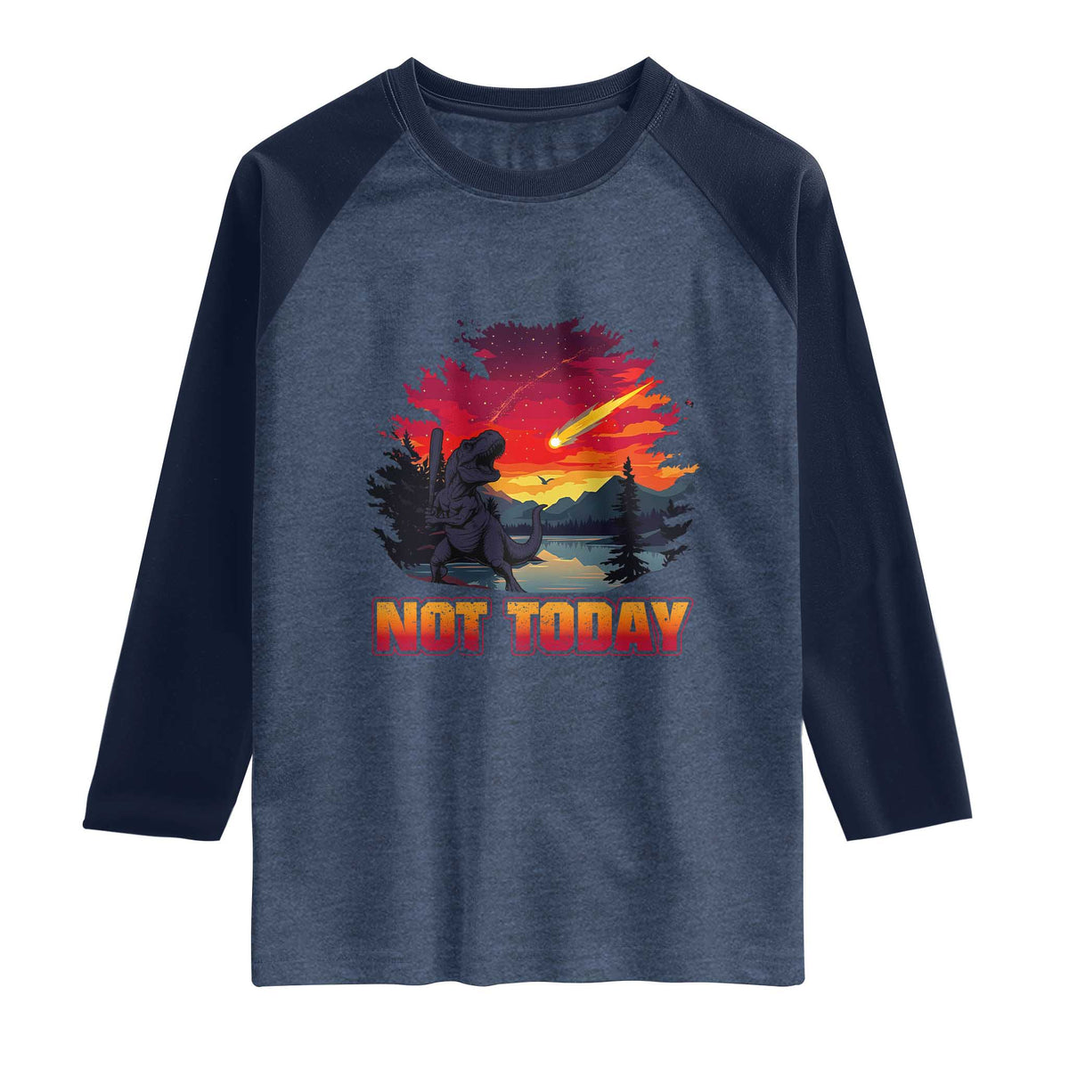 Funny Dinosaur Baseball Meteorite Raglan Shirt Not Today