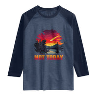 Funny Dinosaur Baseball Meteorite Raglan Shirt Not Today
