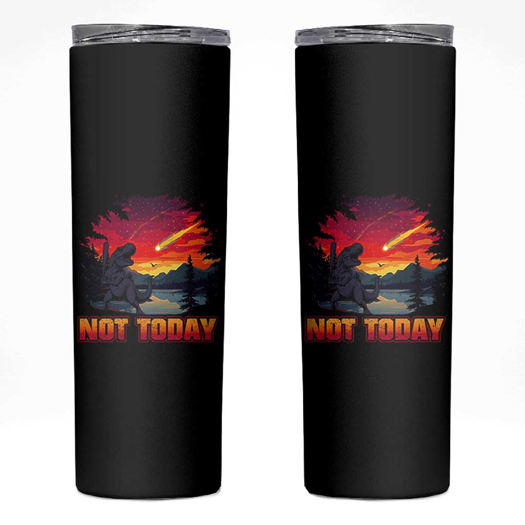 Funny Dinosaur Baseball Meteorite Skinny Tumbler Not Today