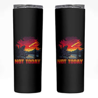 Funny Dinosaur Baseball Meteorite Skinny Tumbler Not Today