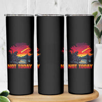 Funny Dinosaur Baseball Meteorite Skinny Tumbler Not Today