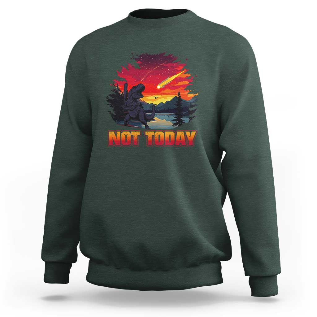 Funny Dinosaur Baseball Meteorite Sweatshirt Not Today