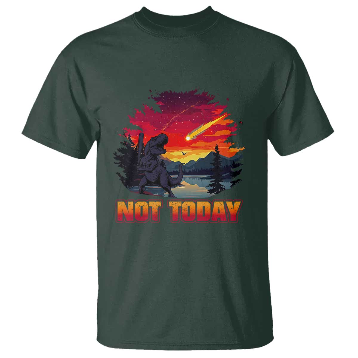 Funny Dinosaur Baseball Meteorite T Shirt Not Today